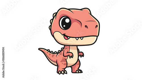 Adorable Cartoon Tyrannosaurus Rex Character Illustration on White Background 6.