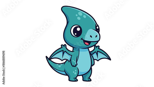 Adorable Cartoon Pterodactyl Character with Big Eyes and Small Wings 1.
