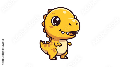 Adorable Cartoon Tyrannosaurus Rex Character Illustration on White Background.