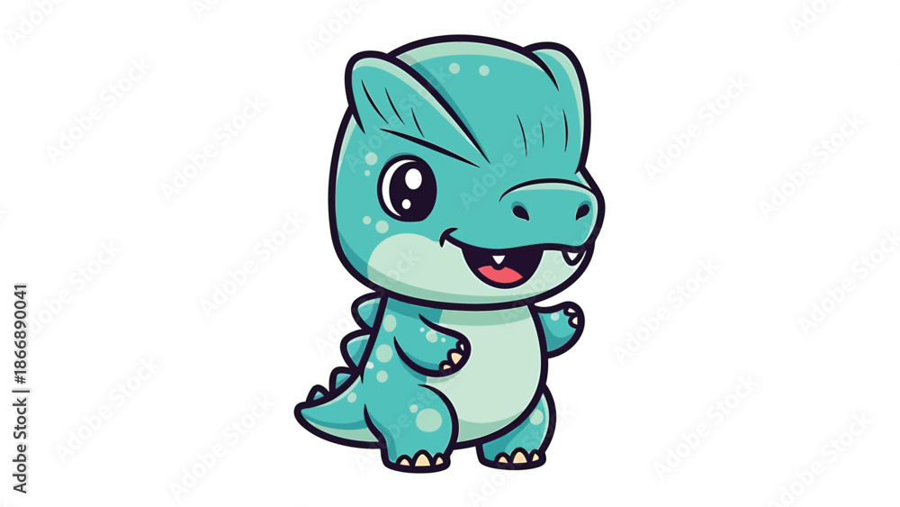 Fototapeta premium Adorable Cartoon Alligator Character with Big Eyes and Friendly Smile.