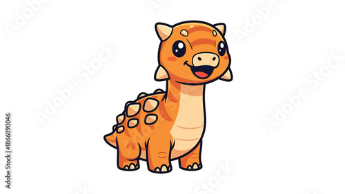 Adorable Cartoon Ankylosaurus A Charming Prehistoric Character Illustration.