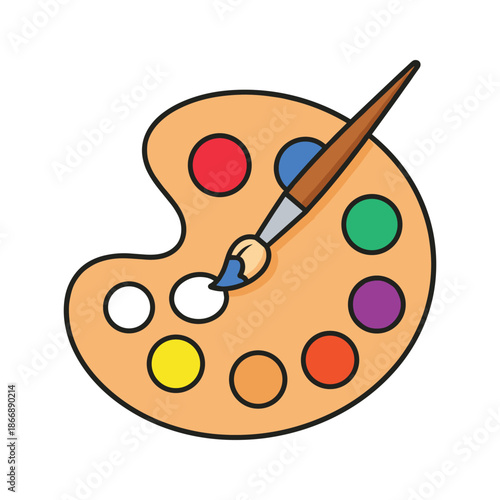 Paint palette with brush Vector