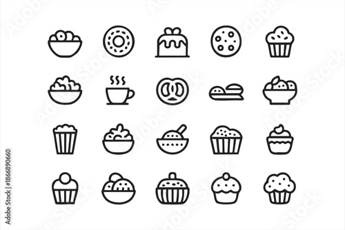 Pastry and Sweet Icons for Restaurant UI and Ordering Systems