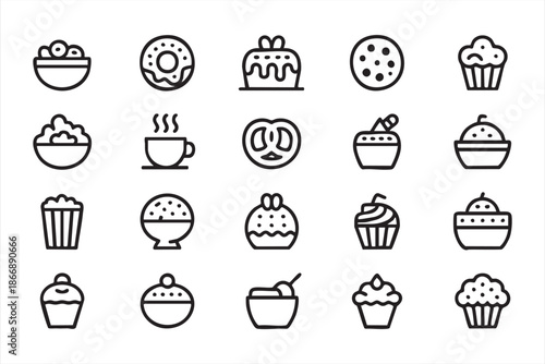 Dessert Food Icons for Cafe Apps and Digital Menus