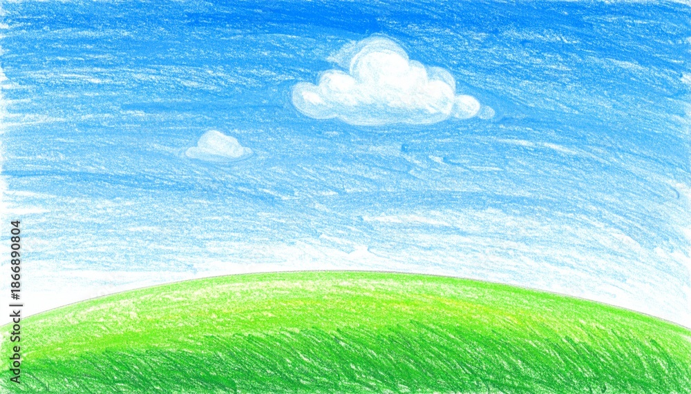 Obraz premium ほのぼのとした草原の風景画