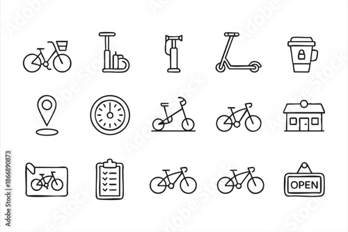 Bicycle and Scooter Icons for Urban Navigation UI