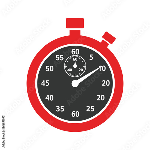 Red stopwatch displaying time Vector