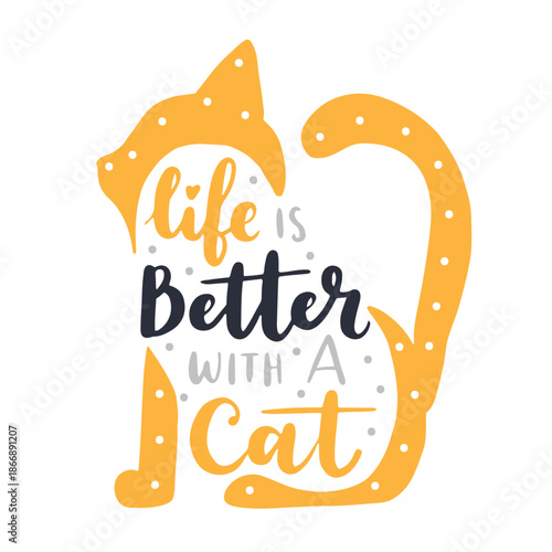 Orange Cat Silhouette Illustration with Motivational Quote.