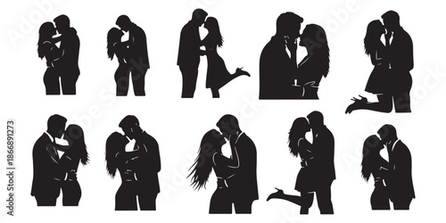 Silhouette of couple in love