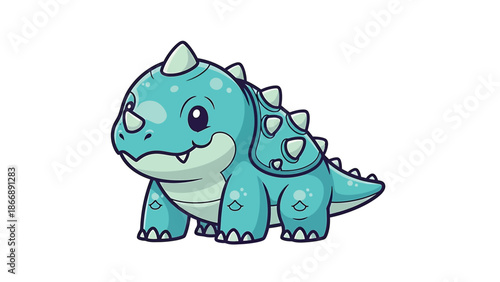 Adorable Cartoon Ankylosaurus Illustration A Cute and Spiky Dinosaur.