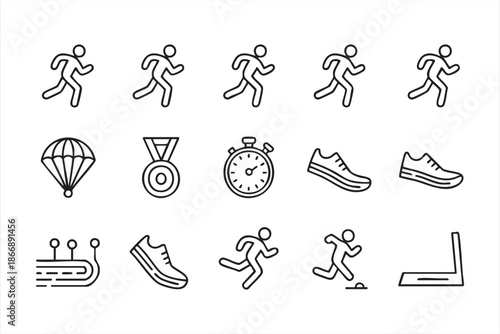 Athlete Running Icons for Sports UI and Training Platforms