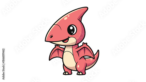 Adorable Cartoon Pterodactyl Illustration with Playful Expression 1.