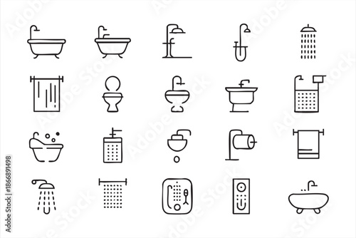 Sanitation and Bathroom Fixture Icons for Restroom Interfaces
