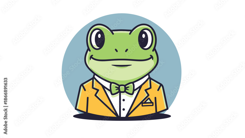 Obraz premium Cartoon Frog in a Suit A Charming Character Illustration.