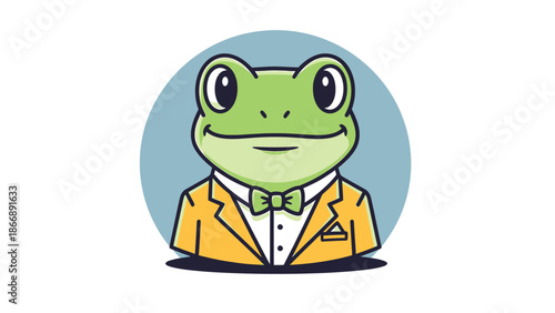 Cartoon Frog in a Suit A Charming Character Illustration.