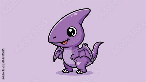 Adorable Cartoon Pterodactyl Illustration with Playful Expression.