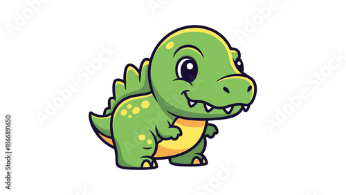 Adorable Cartoon Dinosaur Character with Spikes and Big Eyes 1.