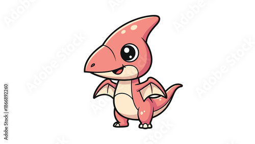 Adorable Cartoon Pterodactyl with Big Eyes and Small Wings 2.