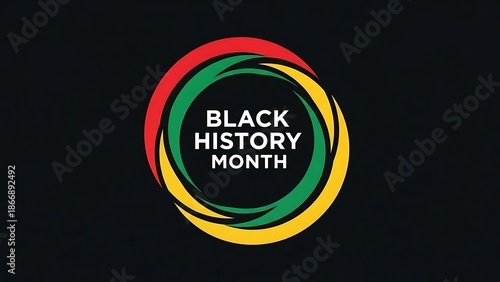 Black History Month logo with colorful circular design on dark background