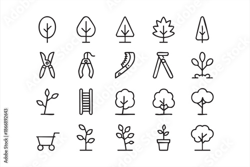 Garden Tools and Plant Icons for Landscaping App UI