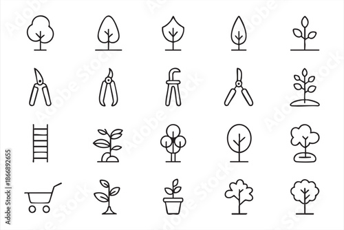 Nature and Gardening Icons for Outdoor Maintenance Systems