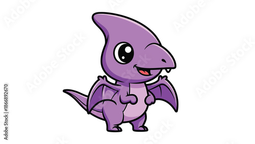 Adorable Cartoon Pterodactyl with Big Eyes and Small Wings 5.