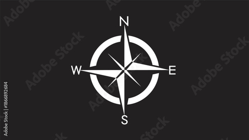 Compass Rose Illustration Navigational Tool for Direction and Exploration.