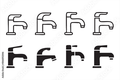 Bathroom Faucet Icons for Plumbing UI and Interior Design Apps