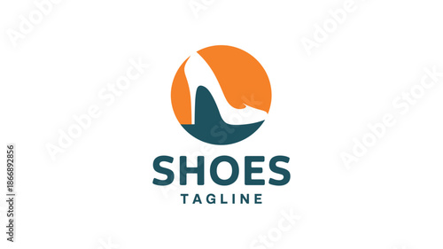 Shoe store logo design with high heel icon and modern typography

