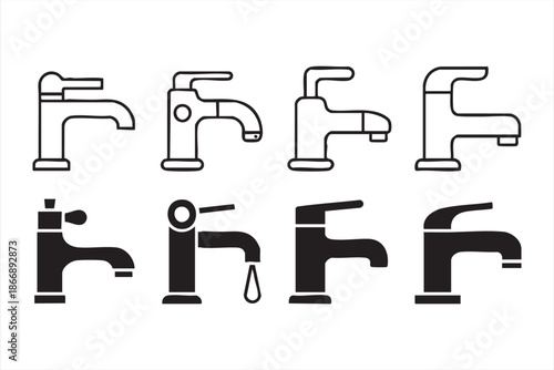Plumbing Faucet Icons for Smart Bathroom UI Systems