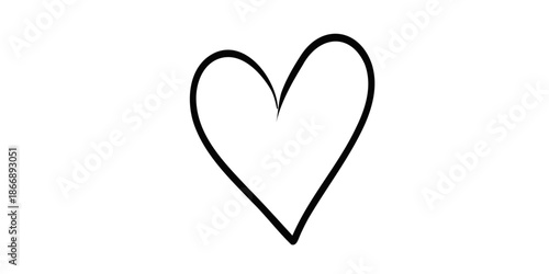 Simple hand drawn heart symbol on white background