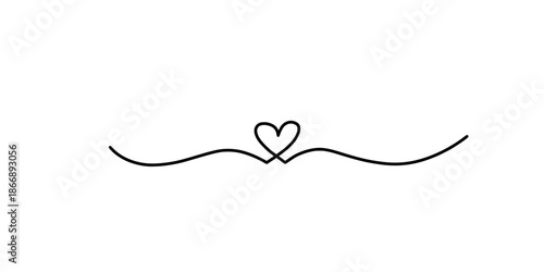 Minimalist heart symbol on wavy line