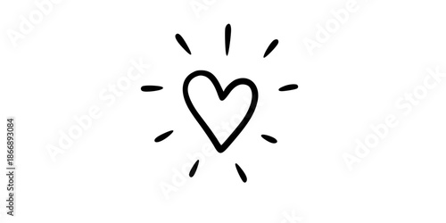 Hand drawn heart with dynamic lines on white background