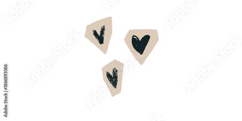 Minimalist art pieces with plant and heart designs