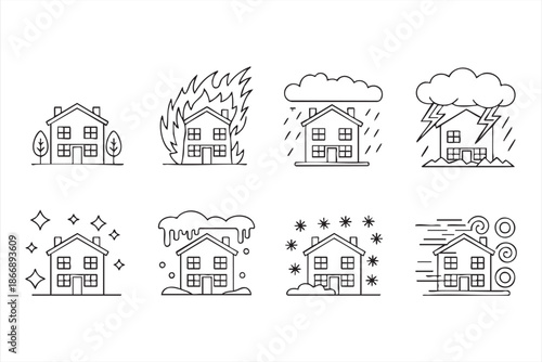 House Weather Hazard Icons for Emergency Planning Interfaces