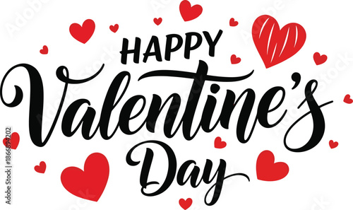 Valentines Day Greeting with Red Hearts