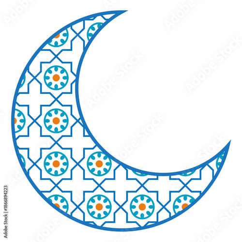 Islamic Geometric Pattern Collection with Crescent Moon and Star Ornament
