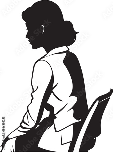 Femme d'affaire assise sur une chaise - Silhouette
