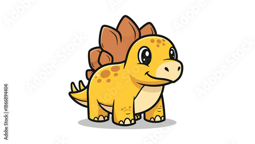 Adorable Cartoon Stegosaurus with Plates and Spikes.