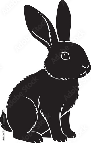 Sitting black rabbit silhouette