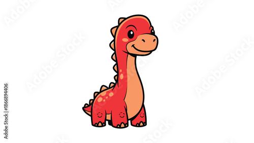 Adorable Cartoon Brontosaurus Dinosaur with a Friendly Smile.