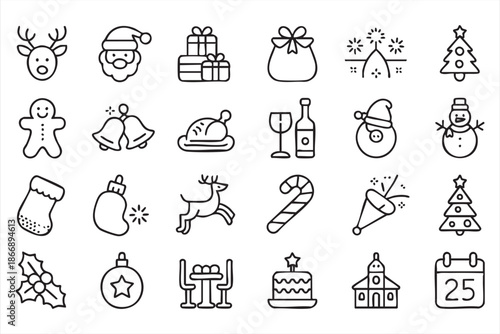 Festive Christmas Icons Set for Ecommerce and Winter UI
