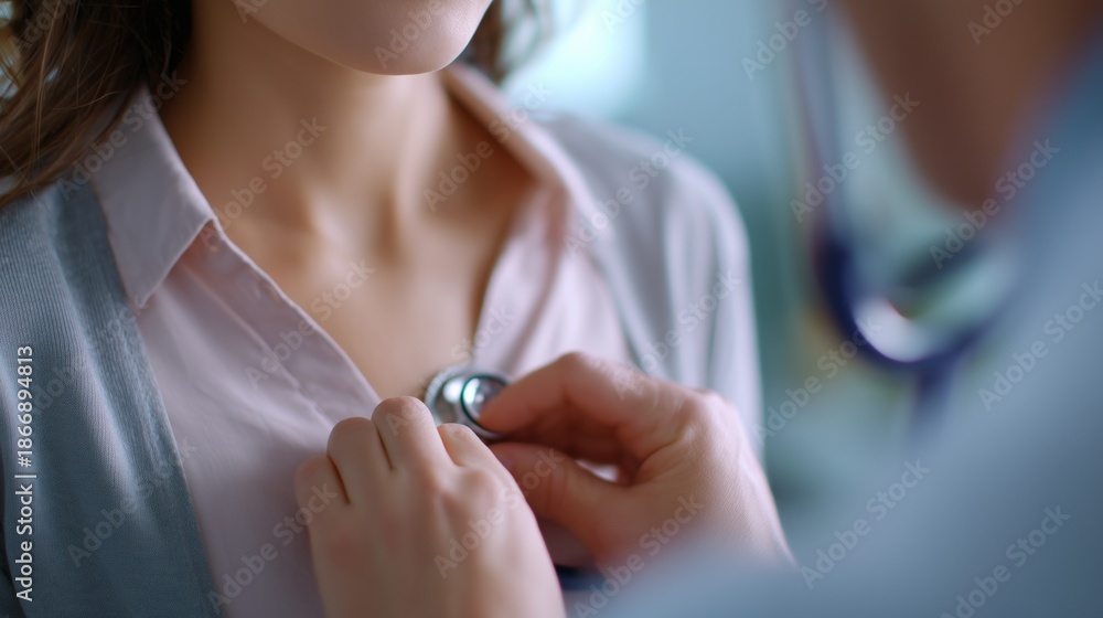 Fototapeta premium Doctor checking patient's heartbeat during medical examination for healthcare