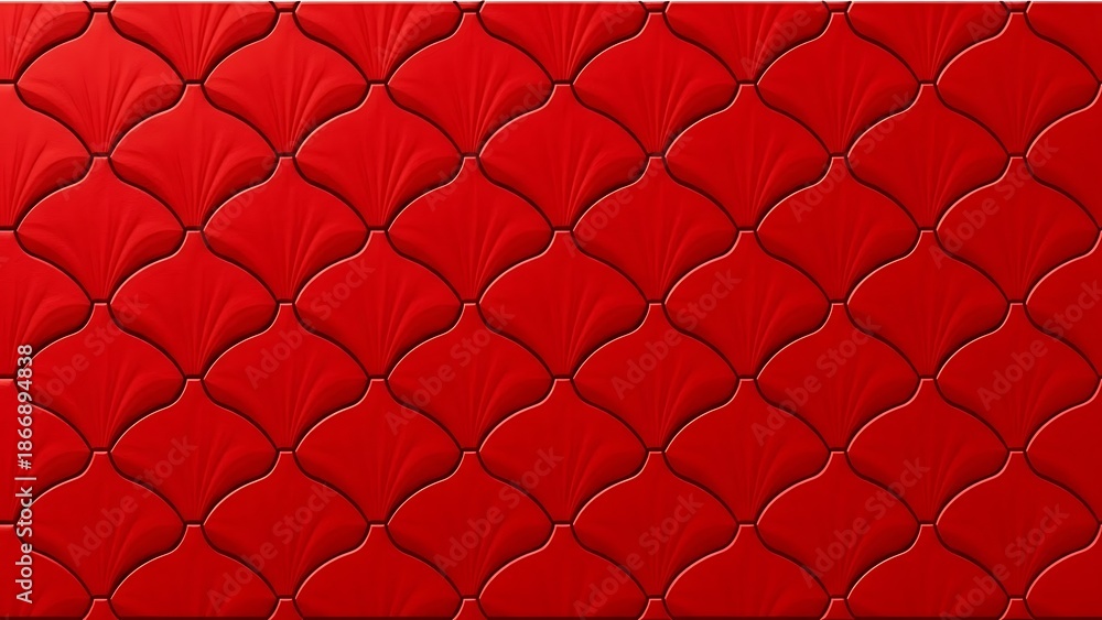 Obraz premium red tufted upholstery fabric with a repeating pattern of rounded shapes