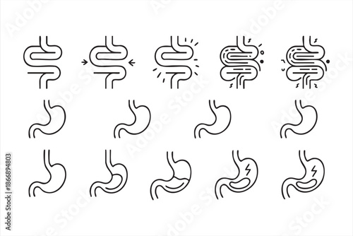 Medical Digestive Icons for Healthcare App Design