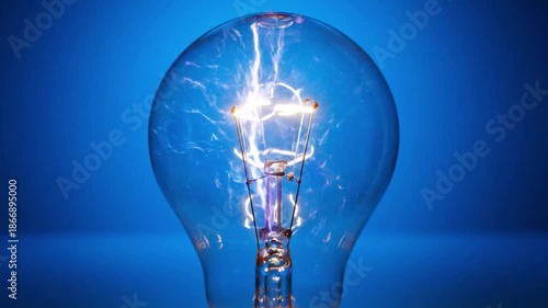 Wallpaper Mural Electric Light Bulb with Energy Spark and Innovation Concept on Blue Background Torontodigital.ca