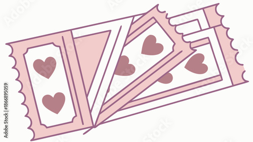 Pink heart playing cards in a fan shape