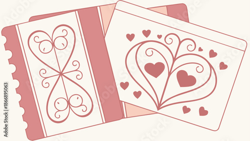 Charming pink tickets with heart designs for special occasions