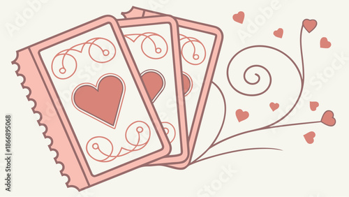 Charming pink heart playing cards for Valentine's Day celebration