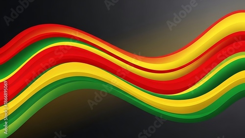 Vibrant wavy lines in red yellow and green colors on gradient background